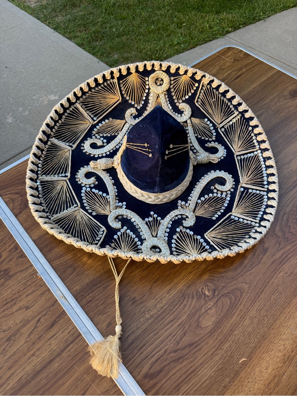 Authentic 21" Diameter Navy MEXICAN MARIACHI SOMBRERO  HAT 2 lbs. 8"x7" inside